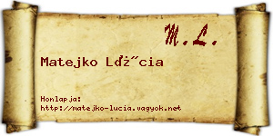Matejko Lúcia névjegykártya